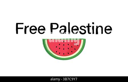 Freies Palästina, Wassermelone im Grunge-Stil, Vektor-Illustration. Stehen Sie für Gerechtigkeit. Stock Vektor