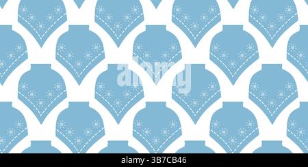 Warmer Poncho mit Stich und Schneeflocken Ornament nahtlose Muster monochrome blaue Kleidung Hintergrund. Isolierte Vektor-Illustration Thematische Kleidung Karten Hintergrund Preis Tag, Faltblatt oder Werbebanner Stock Vektor