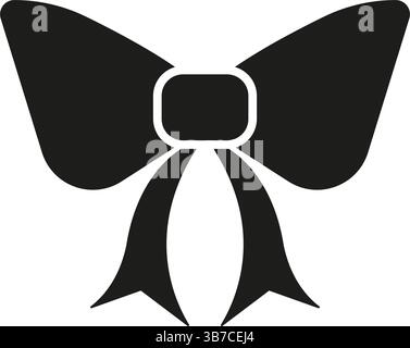 Symbol „Schwarzes Schleifenband Ausgefüllt“. Dekorative Bowtie, Geschenkverpackung Und Modisches Accessoire Silhouette Symbol. Festliche Dekoration Und Stilelemente. Isoliert Stock Vektor