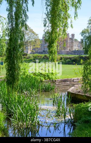 Leeds Castle, in der Nähe von Maidstone, Kent, Großbritannien. Gärten entlang des Woodland Walk zwischen dem Eingang und der Burg Stockfoto