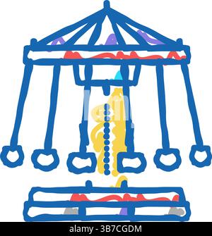 Schaukel-Karussell-Symbol-Doodle-Illustration Stock Vektor