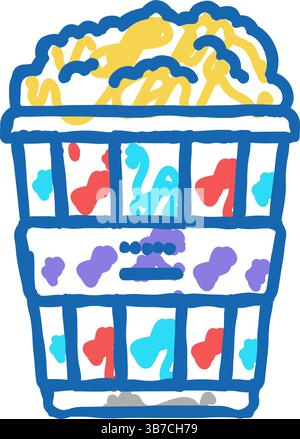 Popcorn Food Icon Kritzelillustration Stock Vektor
