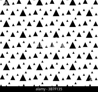 Dreiecke Geometrie nahtloses Muster. Vektorgrafik-Strichdarstellung. Schwarz-weiß-abstrakt für Poster, Partyeinladungen, Hintergrund, Anzeige, Verkaufsaktion Stock Vektor