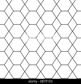 Nahtloses Muster der sechseckigen Geometrie. Vektorgrafik-Strichdarstellung. Abstrakte Schwarzweiß-Banner, Poster, Geschenkpapier, Aufkleber, Druck, modern Stock Vektor