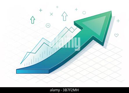 Abbildung des Aufwärtspfeildiagramms für Geschäftswachstum und Markttrends Stock Vektor