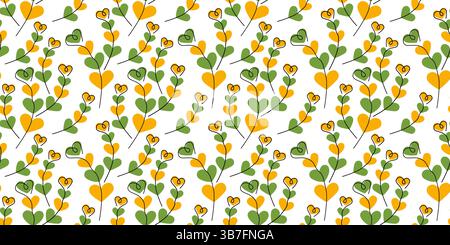 Abstrakte Herzform Zweige nahtloses Muster gegen Herzform Punkte St Patrick Gruß Hintergrund. Isolierte Vektor-Illustration Gruß Frühling Thematische Karten Hintergrundbild oder Web Promo Banner, Faltblatt Stock Vektor