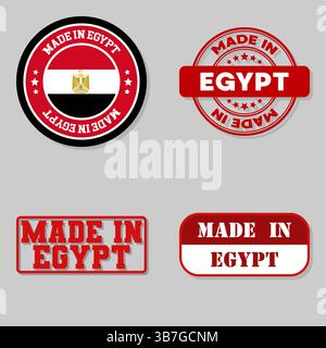 Set mit vier Stempeln mit Flagge aus Ägypten Stock Vektor