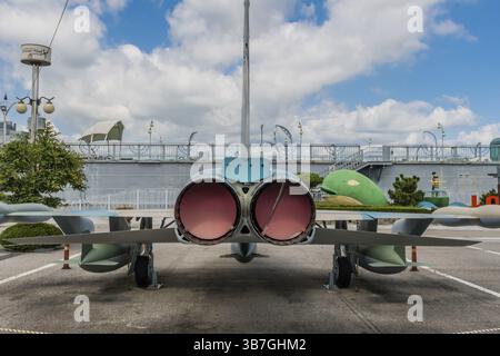 Seosan, Südkorea. 13. September 2020: Ansicht der Motorabgase eines F-5B Freedom Kampfflugzeugs im Seaside Park Stockfoto
