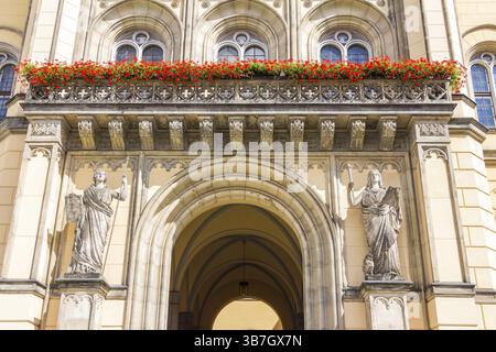 Rathaus am alten Marktplatz von Zittau in Sachsen, Deutschland, Europa Stockfoto