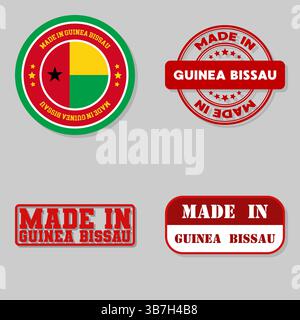 Satz von vier Marken mit Flagge aus Guinea-Bissau Stock Vektor