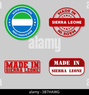 Set mit vier Briefmarken mit Flagge aus Sierra Leone Stock Vektor