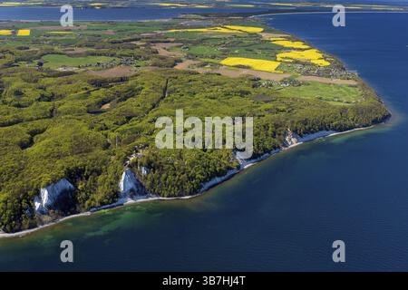 Kreideküste bei Sassnitz, Insel Rügen, Königsstuhl und Victoria View, Jasmund Nationalpark, Mecklenburg-Vorpommern, Deutschland, Luftfracht Stockfoto