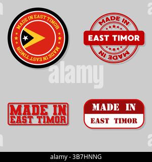 Satz von vier Briefmarken mit Flagge aus Osttimor Stock Vektor