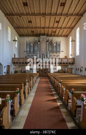 Das Orgelloft St. Marias ist die katholische Pfarrkirche, Schutzpatronin ist Maria, Apostelkönigin, Waltenhofen, Bezirk Hegge, Allgäu, Schwaben, Ba Stockfoto