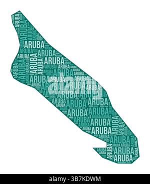Aruba-Form. Country Wortwolke mit Bereichsbereich. Aruba farbige Illustration. Bereichsnamen Cloud. Vektorabbildung. Stock Vektor