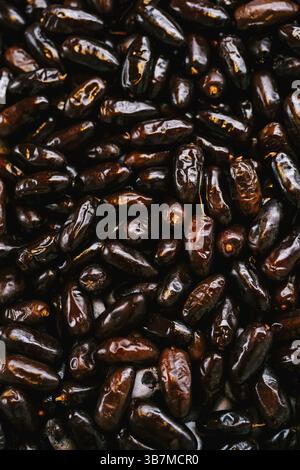 Nahaufnahme von Obst. Die Textur von getrockneten Früchten. Stockfoto