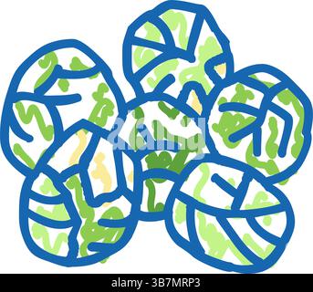 brüsselkohl-Icon-Kritzelillustration Stock Vektor