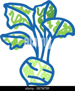 Kohlrabi-Kohl-Symbol-Doodle-Illustration Stock Vektor