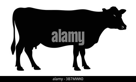 Schwarzes Vektor-Logo mit Kuh-Silhouette Stock Vektor
