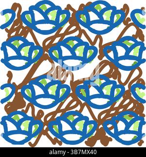 Feldfarm mit wachsendem Kohl Symbol Kritzelillustration Stock Vektor