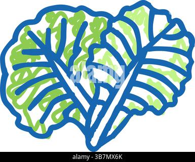 Blattkohl-Symbol-Kritzelillustration Stock Vektor