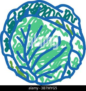 Grünkohl-Symbol-Kritzelillustration Stock Vektor
