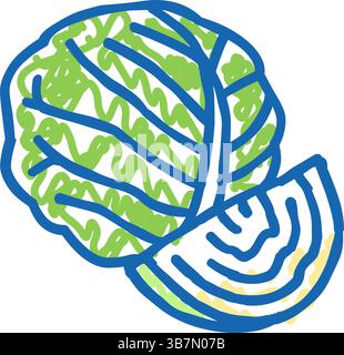 Kohl gesundes Gemüse Icon Kritzelillustration Stock Vektor