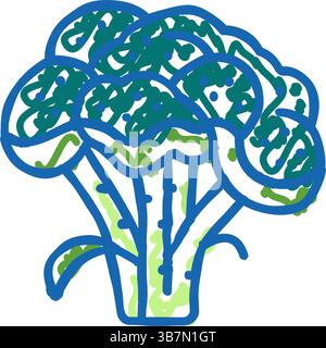 Brokkoli-Vitamin-Pflanze-Icon-Kritzelillustration Stock Vektor