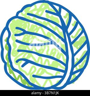 Weißkohl-Symbol-Kritzelillustration Stock Vektor