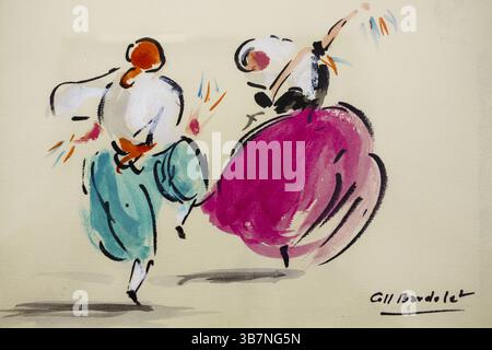 Ziel der Tänzer. (Apunt de balladors), 2001. Gouache auf Papier Josep Coll Bardolet (Campdevanol, Girona 1912, Valldemossa, Illes Balears 2007) Stockfoto