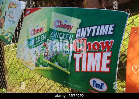 Chow Time Sign, Pacific Harbour, Central District und Serua Province, Viti Levu, Fidschi. Stockfoto
