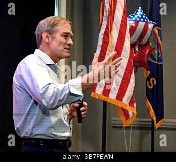 15. Juni 2024, Wichita, Kansas, USA: Jim Jordan (R-OH), Vorsitzender der Justizbehörde, spricht während einer Spendenaktion für Kansas-Kongressabgeordnete Ron Estes in seinem Antrag auf Wiederwahl in den 4. Sitz im Kongress (Credit Image: © Mark Reinstein/ZUMA Press Wire) Stockfoto