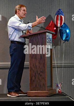 15. Juni 2024, Wichita, Kansas, USA: Jim Jordan (R-OH), Vorsitzender der Justizbehörde, spricht während einer Spendenaktion für Kansas-Kongressabgeordnete Ron Estes in seinem Antrag auf Wiederwahl in den 4. Sitz im Kongress (Credit Image: © Mark Reinstein/ZUMA Press Wire) Stockfoto