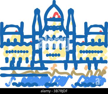 ungarisches parlamentsgebäude Ikone-Illustration Stock Vektor