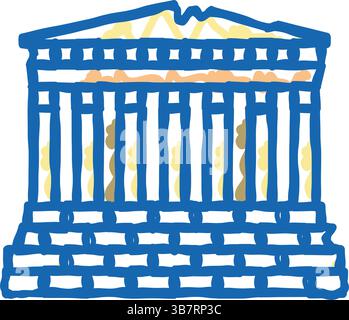 parthenon europa antike Gebäude Ikone Kritzelillustration Stock Vektor