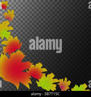 Ahornblatt fällt. Herbststreuung. Transparenter Vektor-Hintergrund. Orangefarbener roter Farbverlauf. Stock Vektor