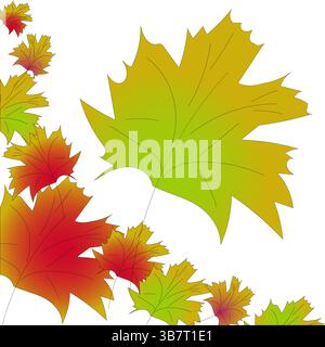 Herbstlaub aus Ahornholz. Roter gelber Verlauf. Fallender Blattvektor. Saisonale Blattform. Stock Vektor