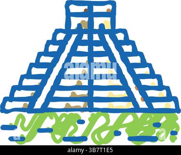 chichen itza Ikone Kritzelillustration Stock Vektor