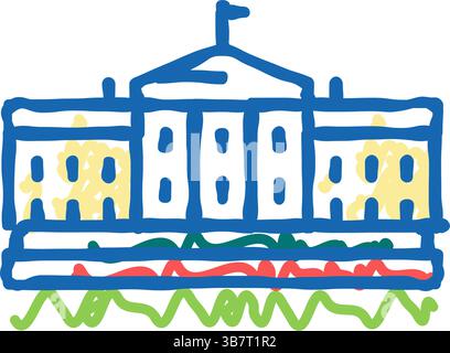 Weißes Haus Icon Kritzelillustration Stock Vektor
