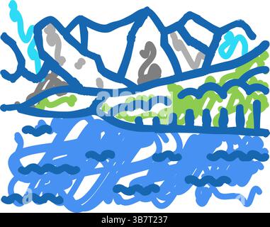 banff National Park Ikone Doodle Illustration Stock Vektor