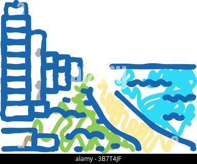 miami Beach Icon Doodle Illustration Stock Vektor