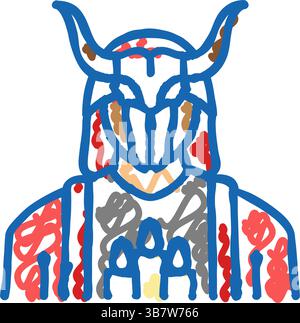 Kult religiöse Ikone Kritzelillustration Stock Vektor