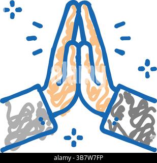 Gebetsreligion Icon Doodle Illustration Stock Vektor