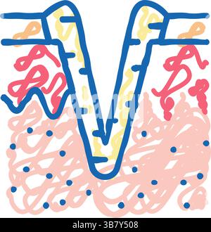 Eispickel Akne Narbe Symbol Kritzelillustration Stock Vektor