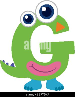 Bunte Vektor-Illustration eines Monsterthemas Buchstaben G mit großen Augen und einem freundlichen Lächeln. Ideal für Kinderdesigns Stock Vektor