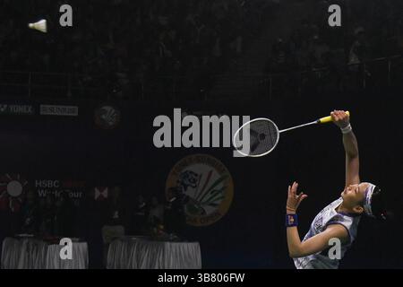 21. Januar 2024, New Delhi, Indien: Die Taiwans Tai Tzu Ying tritt am 21. Januar 2024 im Einzelspiel der Yonex Sunrise India Open 2024 in New Delhi, Indien, gegen die Chinesin Chen Yu Fei an. (Foto: © Kabir Jhangiani/ZUMA Press Wire) Stockfoto
