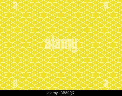 Das geometrische Muster mit Linien, Sternen. Nahtloser Vektorhintergrund. Weiße und gelbe Textur. Grafisches, modernes Muster. Einfaches Gitterdesign Stock Vektor