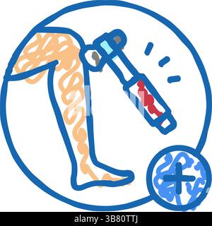 Nerven untersuchen Gesundheit Check Symbol Kritzelillustration Stock Vektor