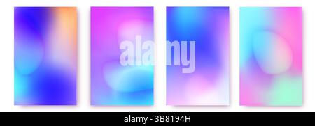 Abstrakte Aura-Farbverläufe isoliert auf weißem Hintergrund. Vektor-realistische Illustration von Rosa, Blau, Grün Unschärfen, Pastell Aquarell Textur, irisierenden holographischen Effekt, mehrfarbige Übergänge Stock Vektor