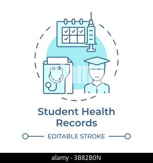 Schüler-Gesundheitsdatensätze sanftes blaues Konzept-Symbol Stock Vektor